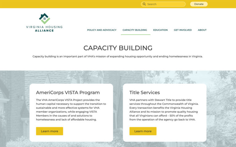 image of virginia housing alliance capacity building page